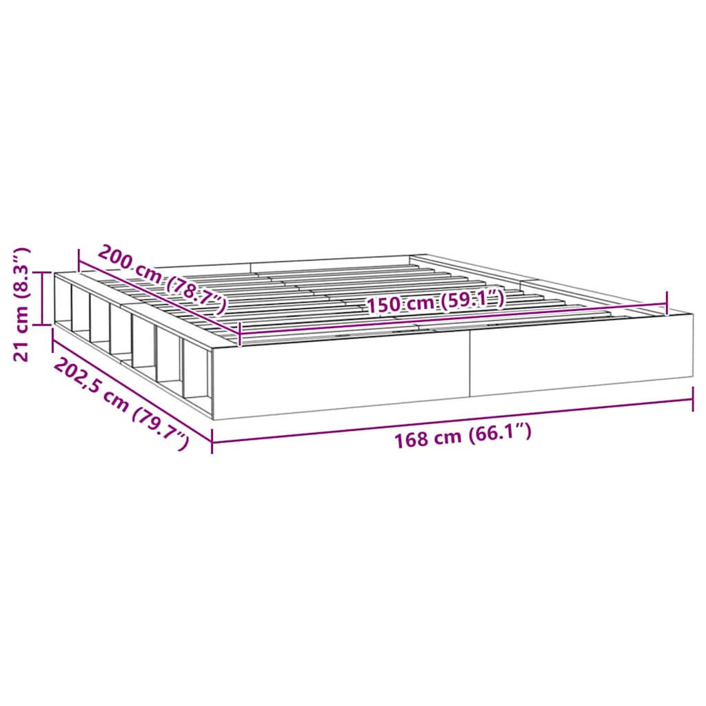 Bed Frame without Mattress 150x200 cm King Size King Size Solid Wood