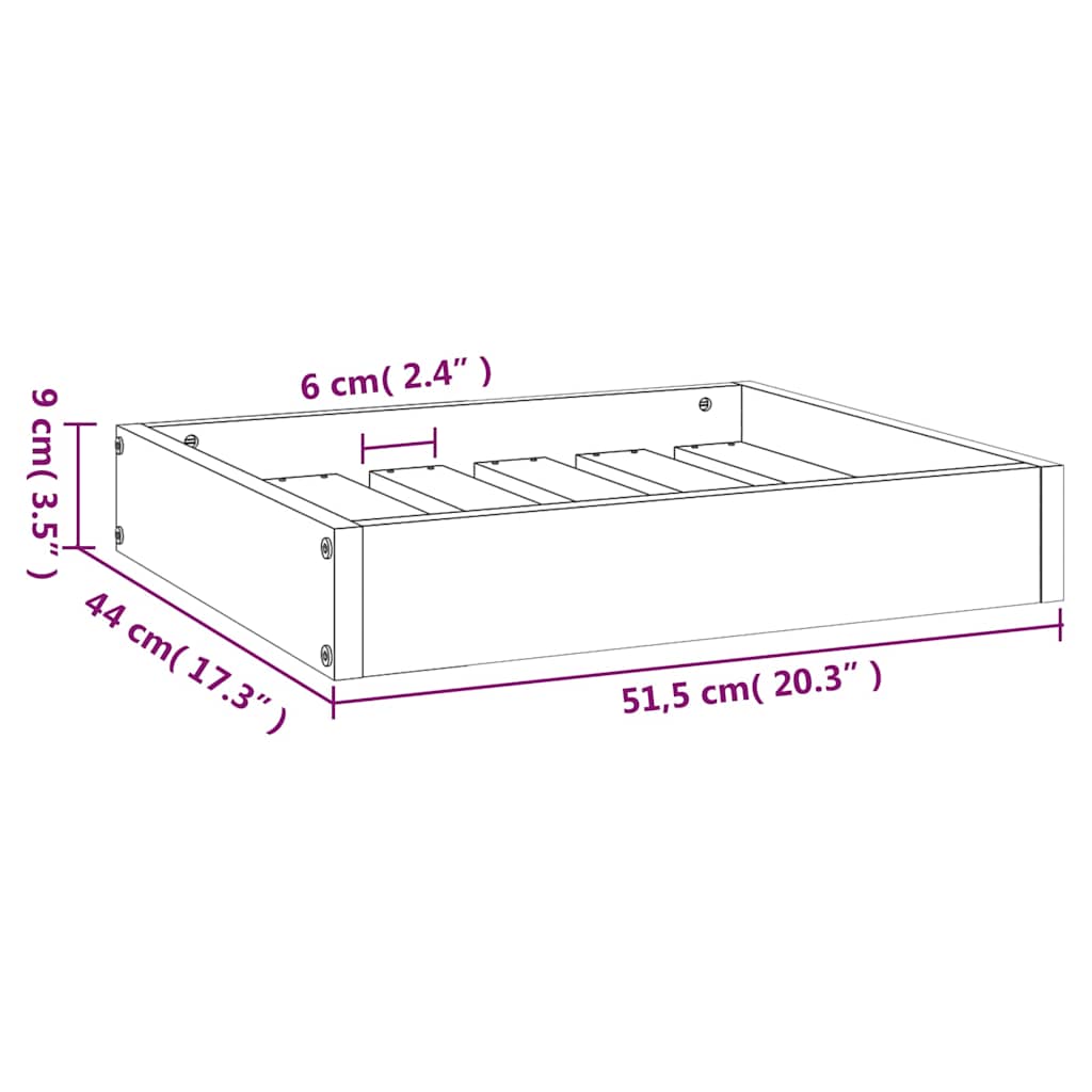 Dog Bed Black 51,5x44x9 cm Solid Wood Pine