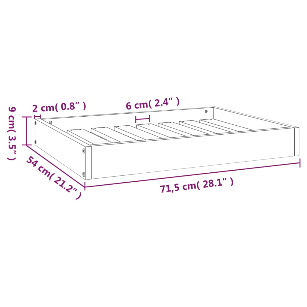 Dog Bed 71,5x54x9 cm Solid Wood Pine