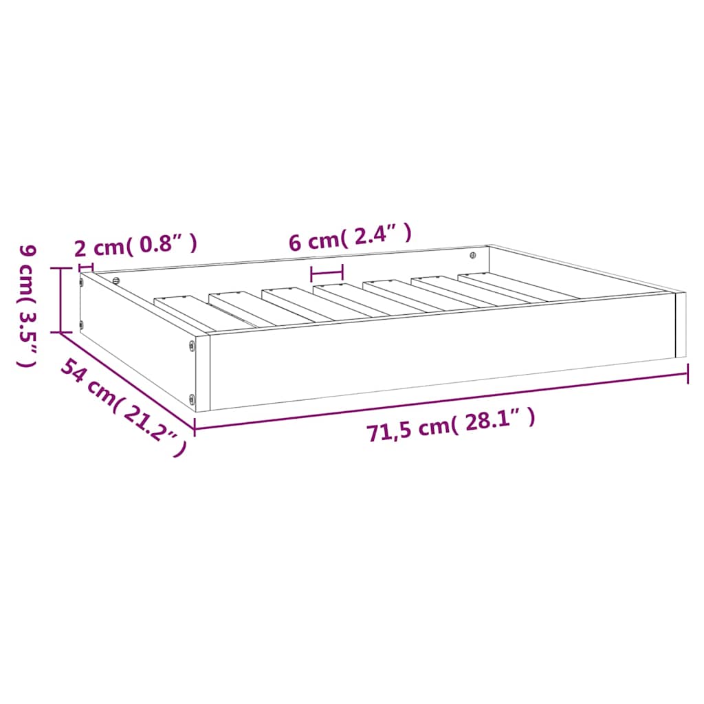 Dog Bed Black 71,5x54x9 cm Solid Wood Pine