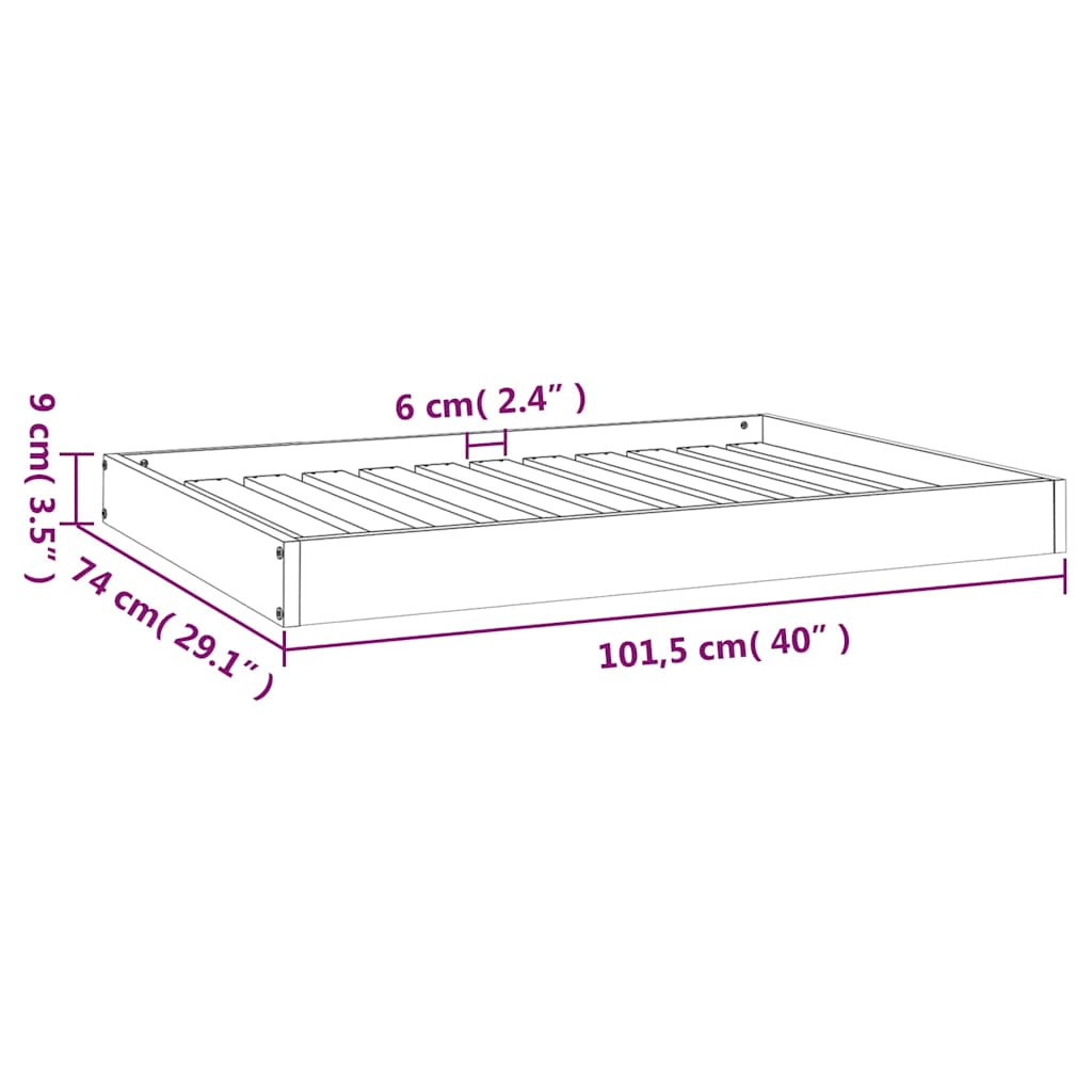 Dog Bed White 101,5x74x9 cm Solid Wood Pine