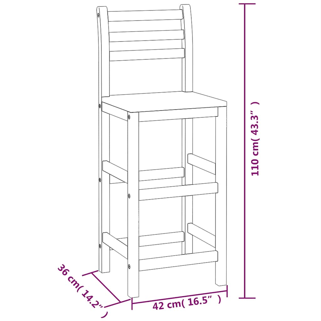 Bar Stools 6 pcs Solid Wood Acacia