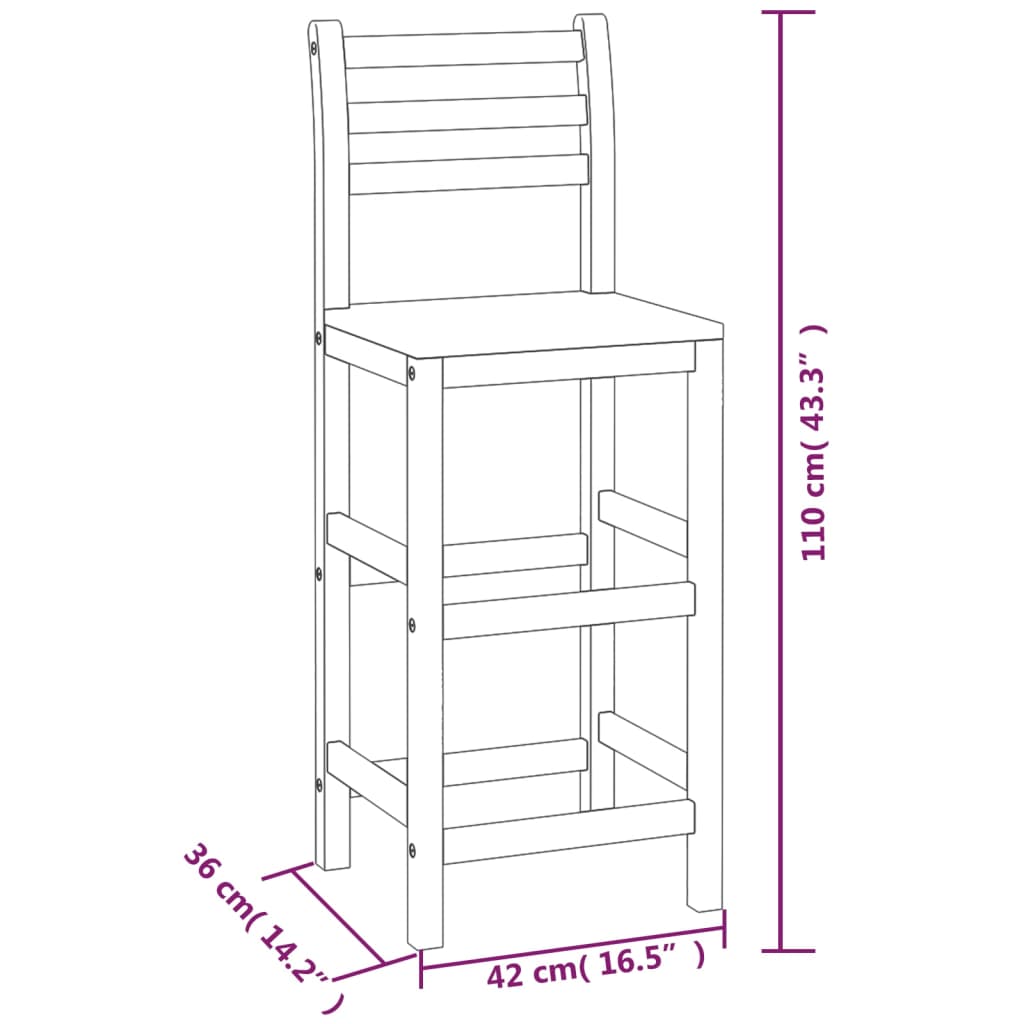 Bar Stools 8 pcs Solid Wood Acacia