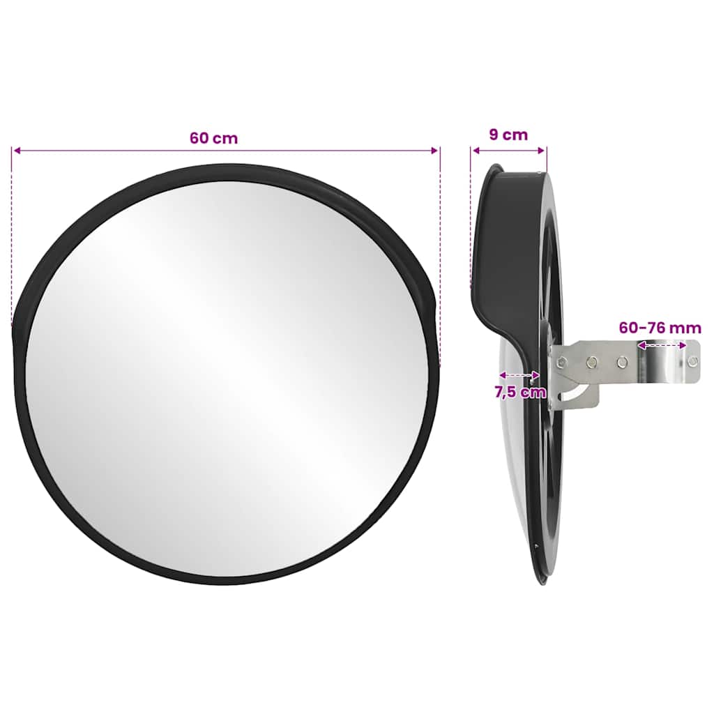 Outdoor Convex Traffic Mirror Black Ø60 cm Polycarbonate