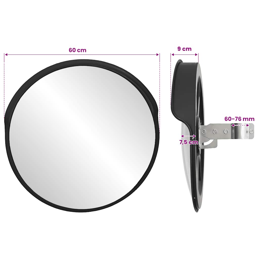 Outdoor Convex Traffic Mirror Black Ø60 cm Polycarbonate