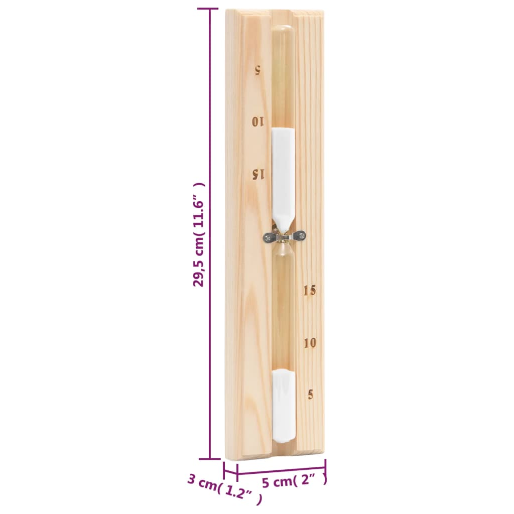 2 in 1 Sauna Hygrothermograph&Sand Timer Set Solid Wood Pine