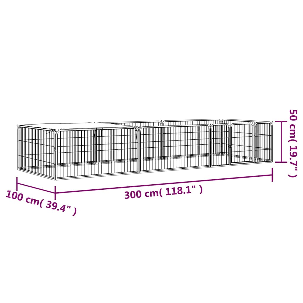8-Panel Dog Playpen Black 100x50 cm Powder-coated Steel