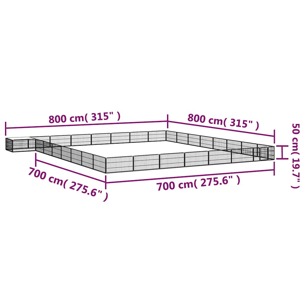 32-Panel Dog Playpen Black 100x50 cm Powder-coated Steel
