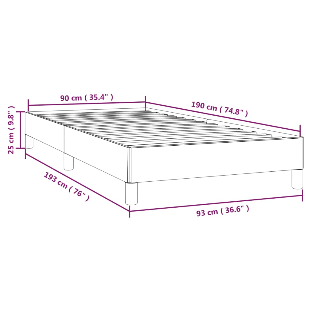 Bed Frame without Mattress Dark Grey 90x190 cm Single Single Fabric