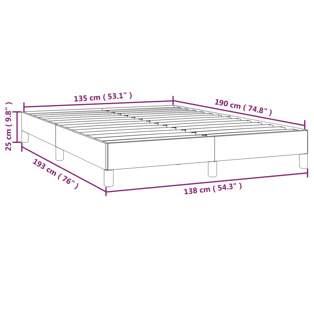 Bed Frame without Mattress Dark Grey 135x190 cm Double Double Fabric