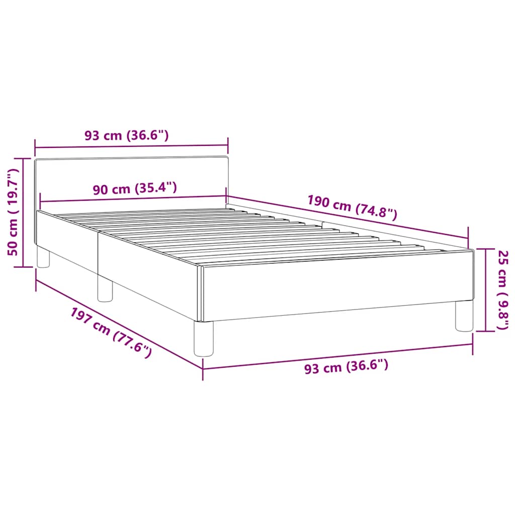 Bed Frame without Mattress Light Grey 90x190cm Single Fabric