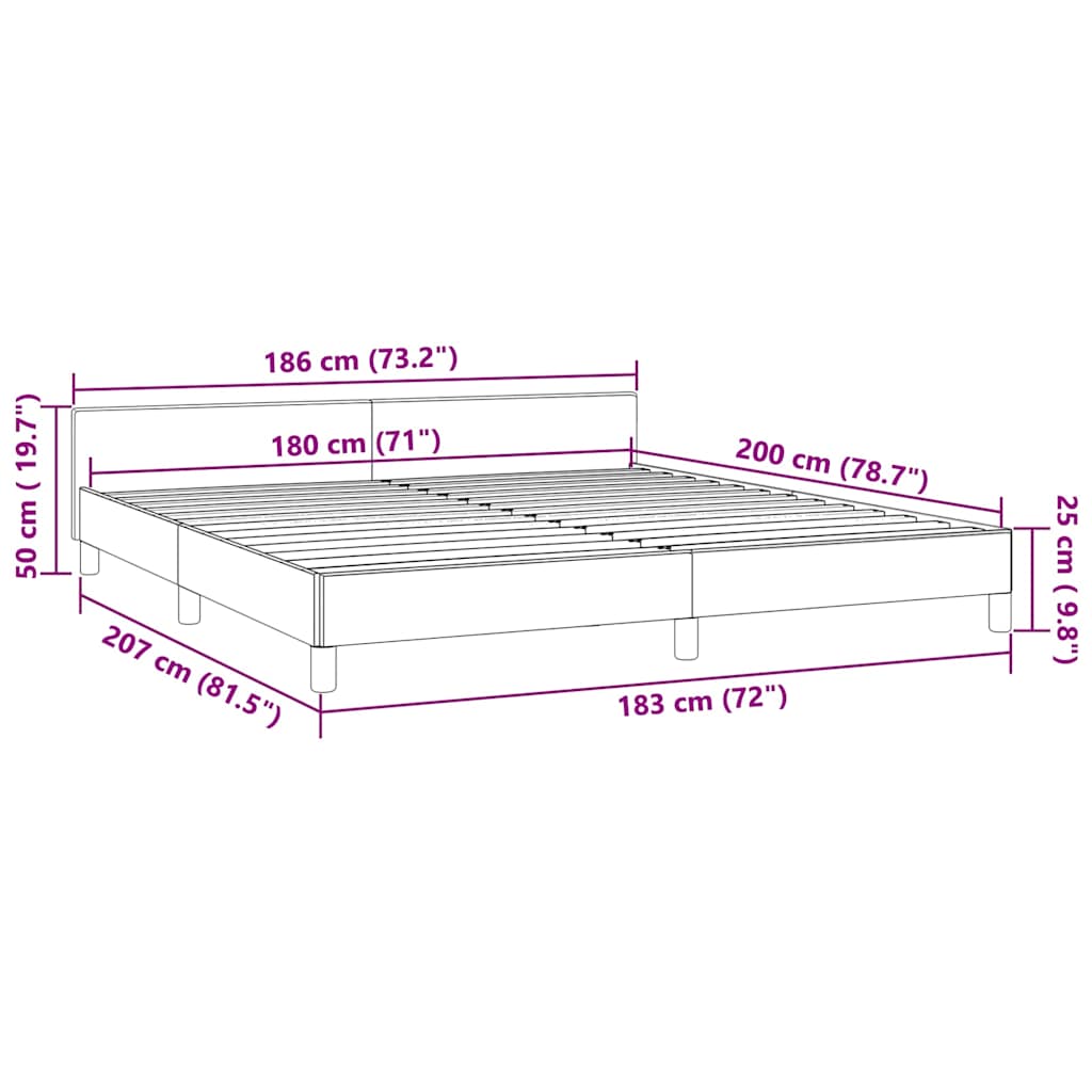 Bed Frame without Mattress Black 180x200cm Super King Fabric