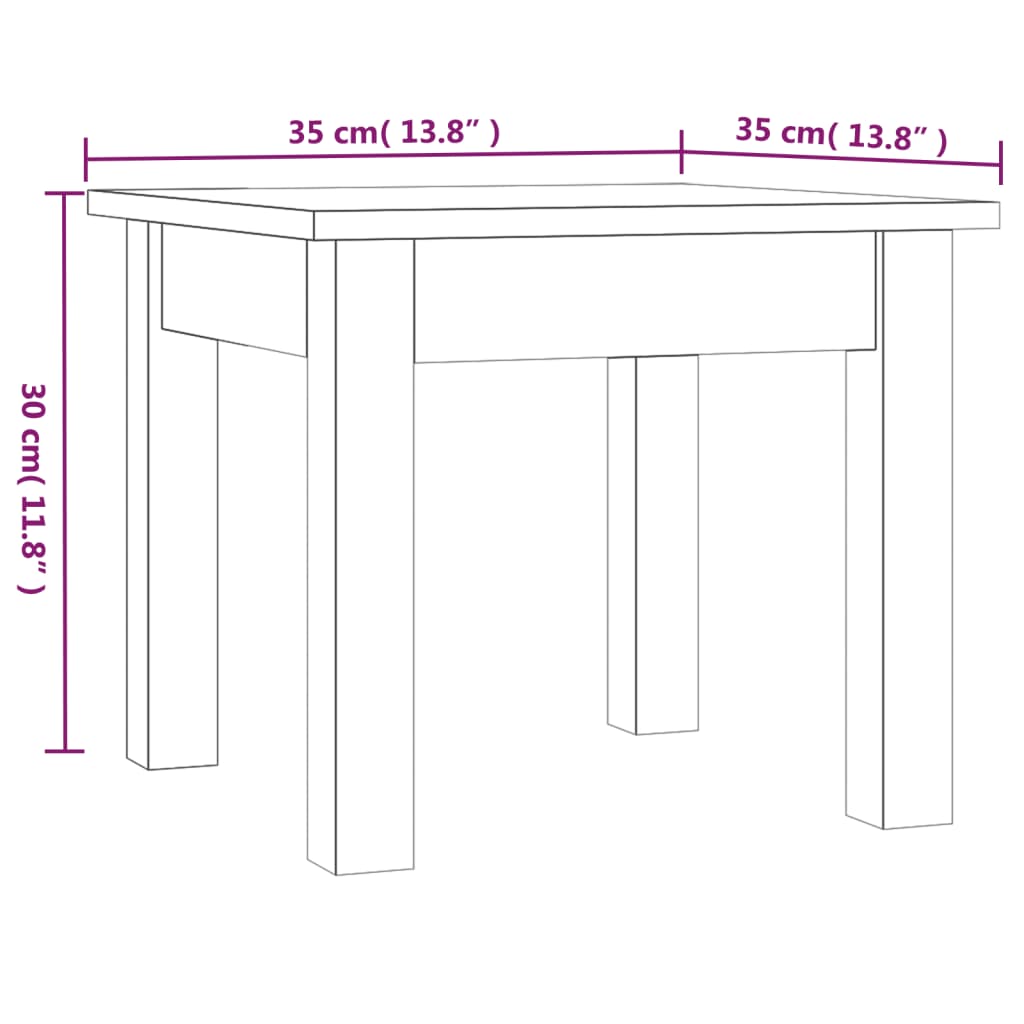 Coffee Table Grey 35x35x30 cm Solid Wood Pine