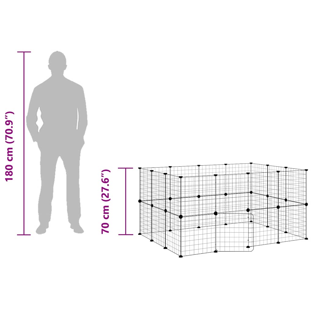 Pet Cage | Black | Powder-coated steel | 35 x 35 cm | Expandable