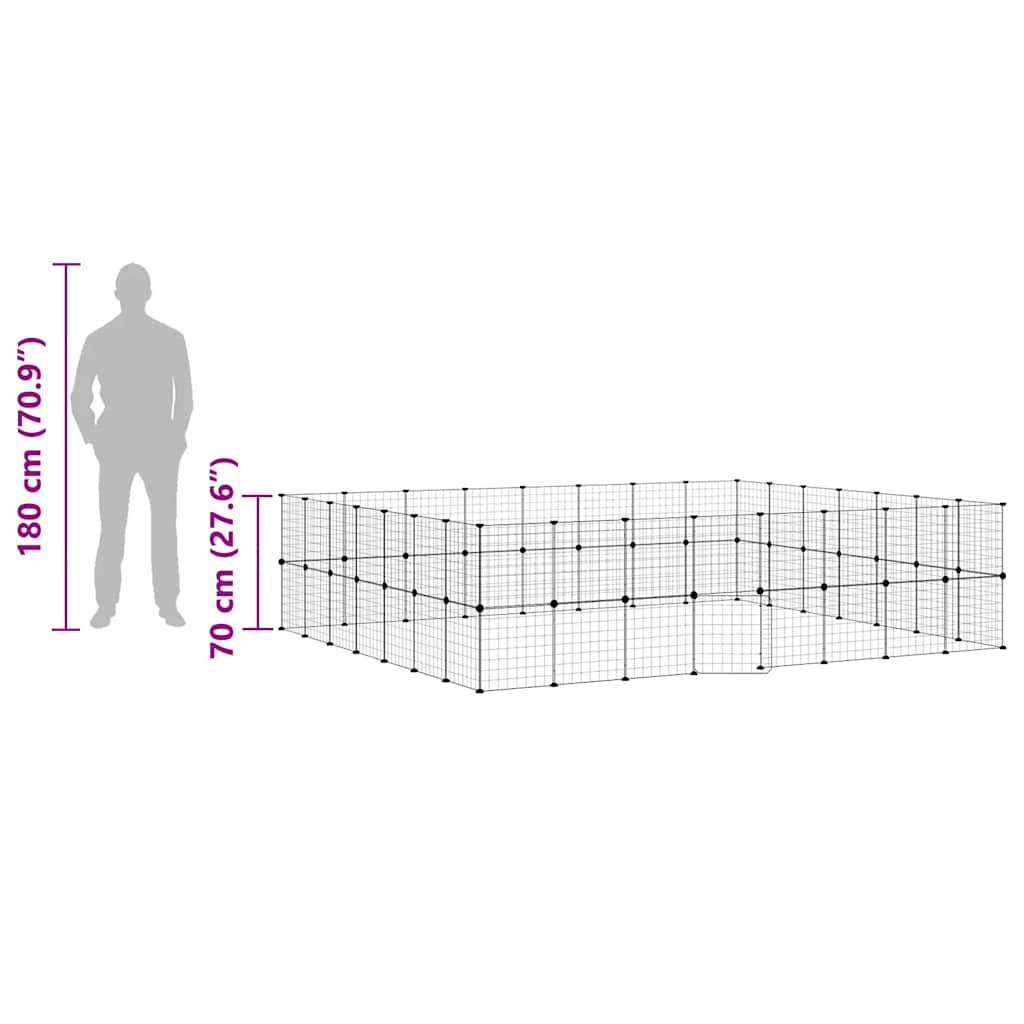 60-Panel Pet Cage with Door Black 35x35 cm Steel
