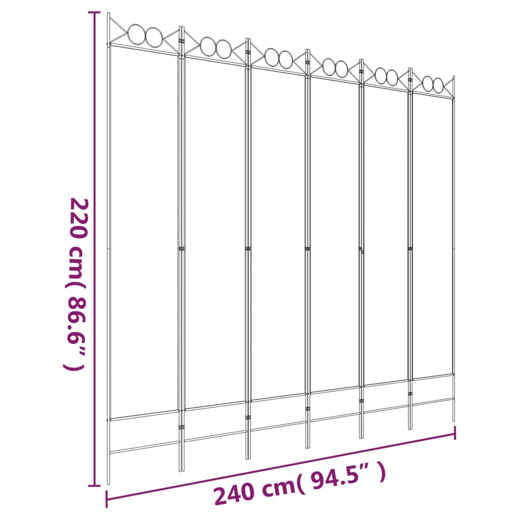 6-Panel Room Divider Brown 240x220 cm Fabric