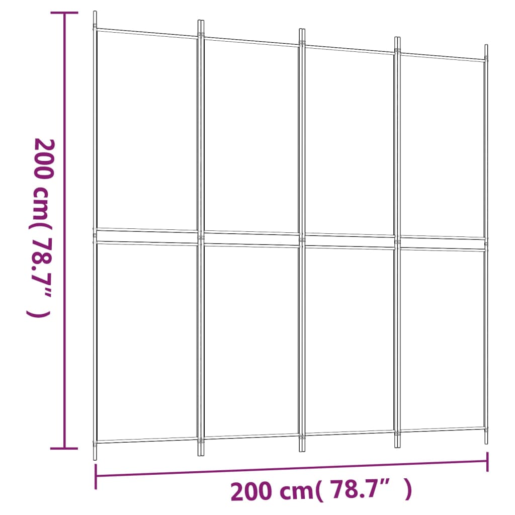 4-Panel Room Divider Anthracite 200x200 cm Fabric