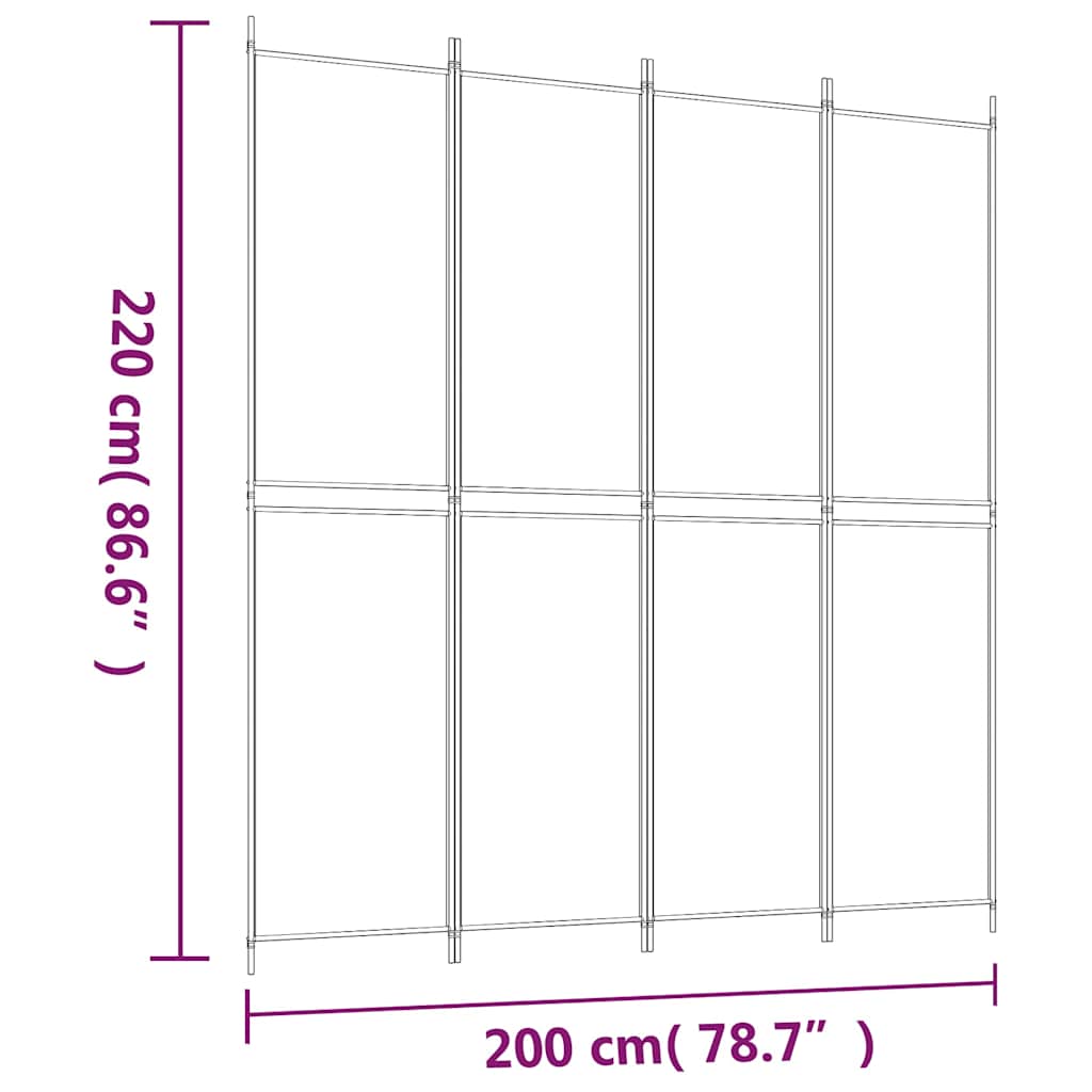 4-Panel Room Divider Anthracite 200x220 cm Fabric