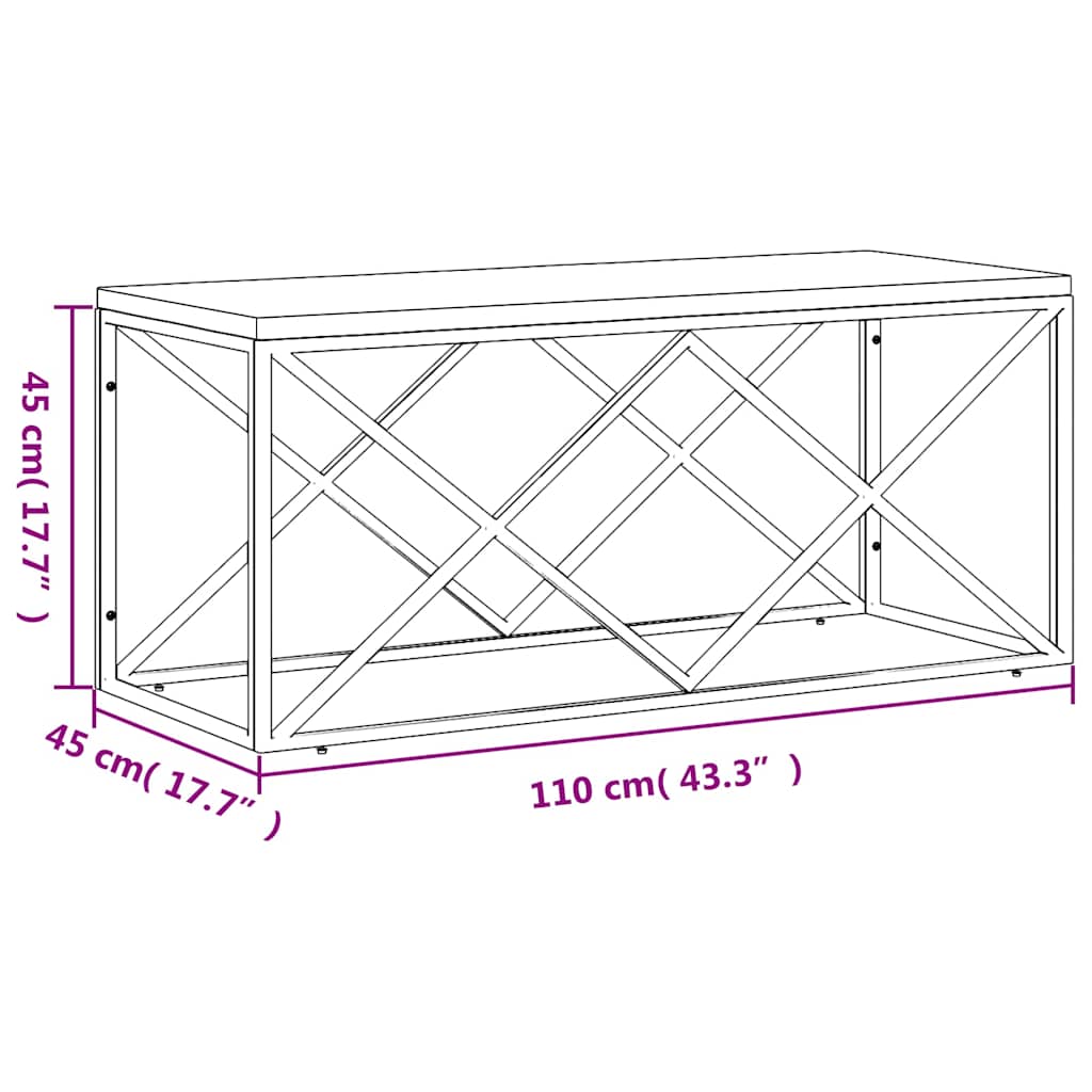 Coffee Table Stainless Steel and Solid Wood Reclaimed