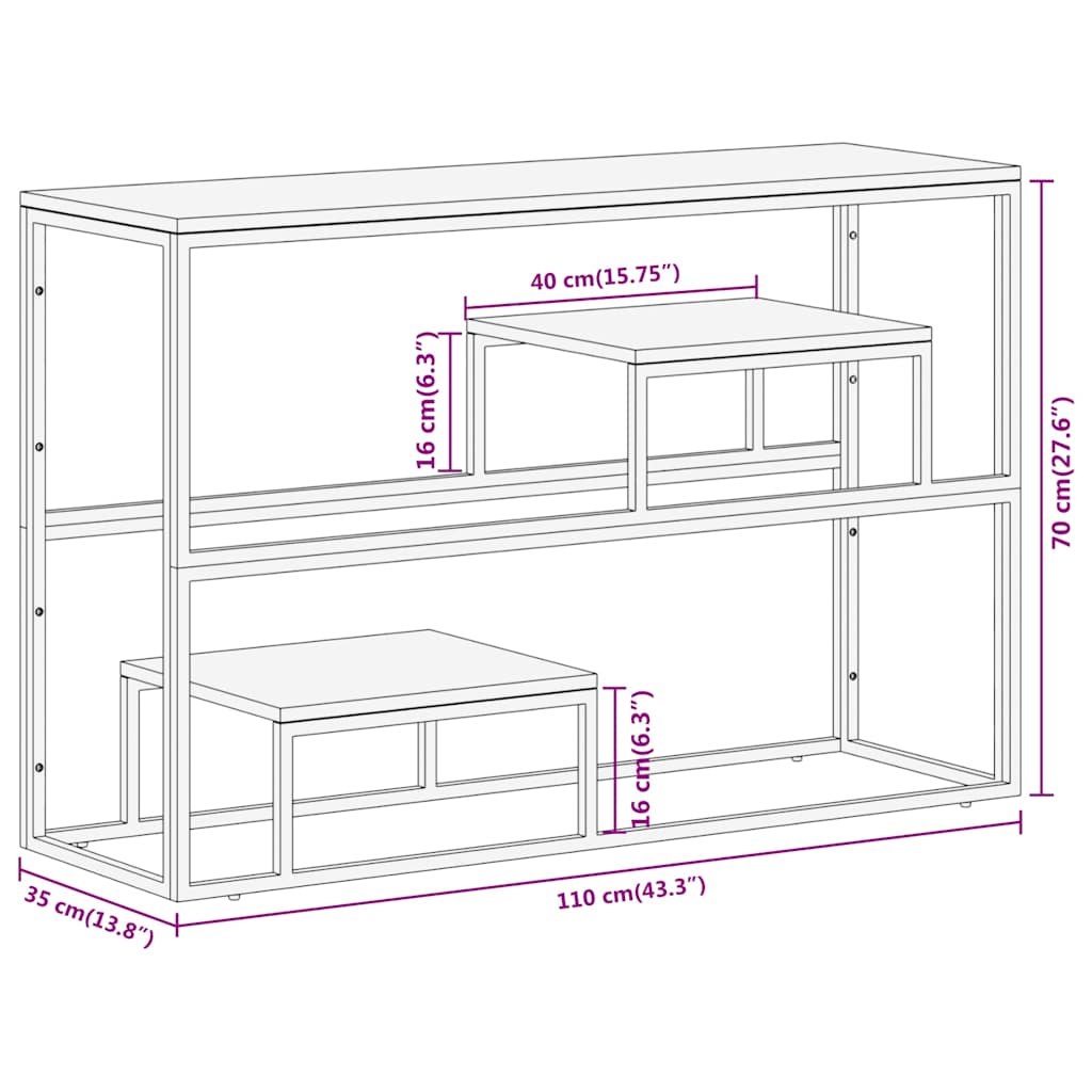 Console Table Silver Stainless Steel and Solid Sleeper Wood