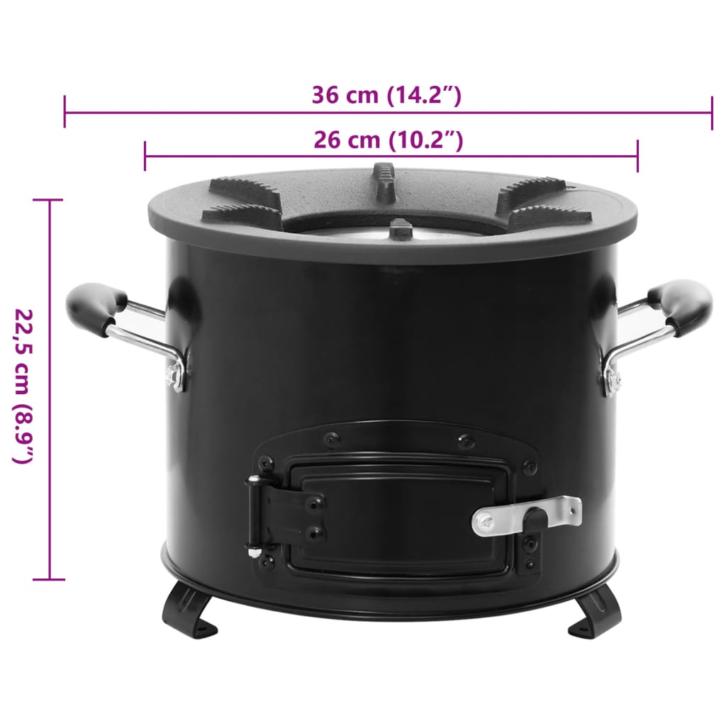 Camping Wood Stove Black 36x26x22,5 cm Metal
