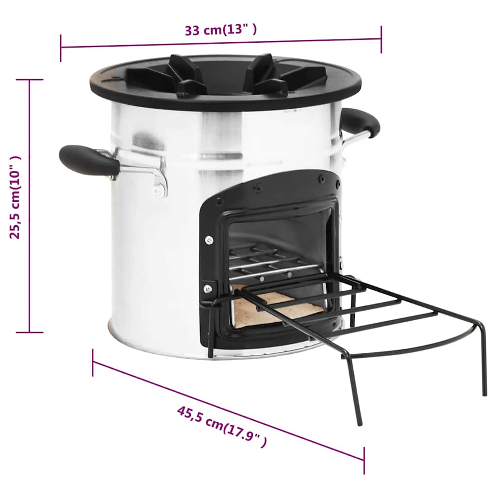 Camping Wood Stove Silver 45,5x33x25,5 cm Stainless Steel