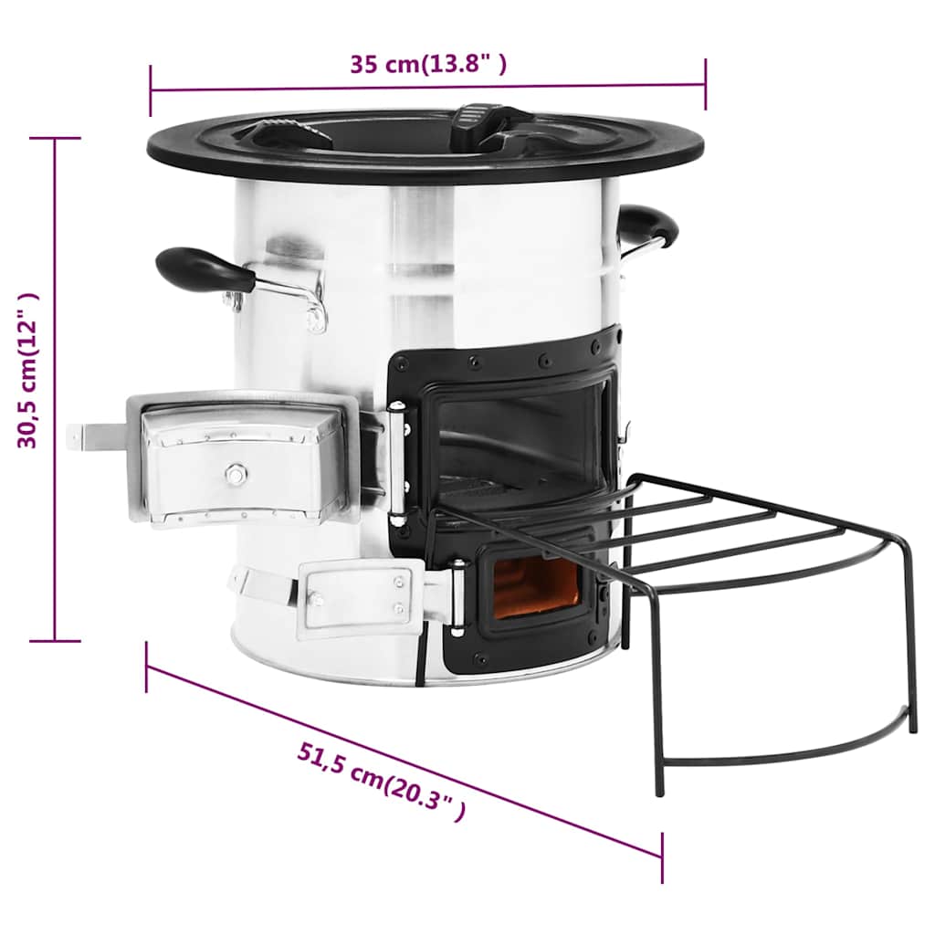 Camping Wood Stove Silver 51,5x35x30,5 cm Stainless Steel