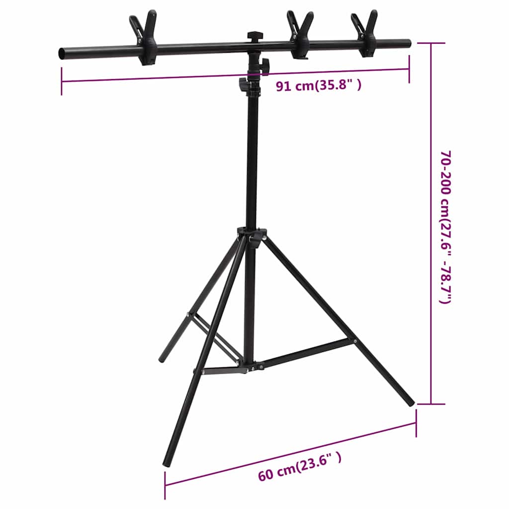 T-Shape Background Stand Black 91x60x(70-200) cm