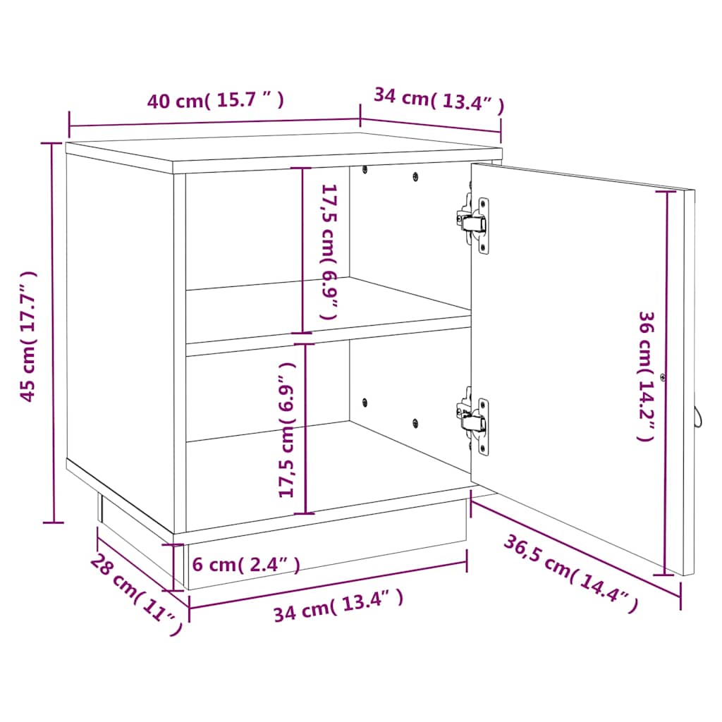 Bedside Cabinets 2 pcs White 40x34x45 cm Solid Wood Pine