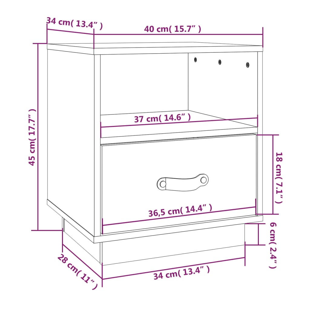 Bedside Cabinets 2 pcs Honey Brown 40x34x45 cm Solid Wood Pine