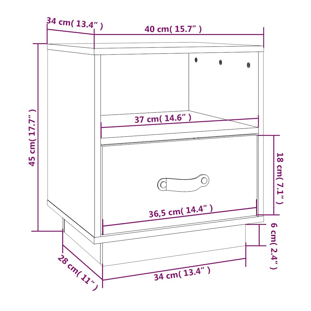 Bedside Cabinets 2 pcs Black 40x34x45 cm Solid Wood Pine