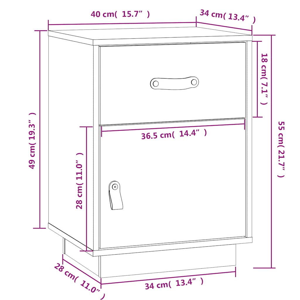 818308 vidaXL Bedside Cabinets 2 pcs White 40x34x55 cm Solid Wood Pine