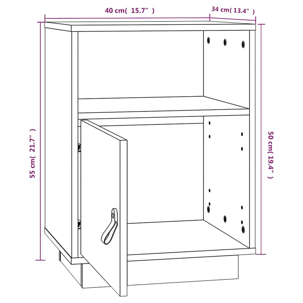 Bedside Cabinets 2 pcs Honey Brown 40x34x55 cm Solid Wood Pine