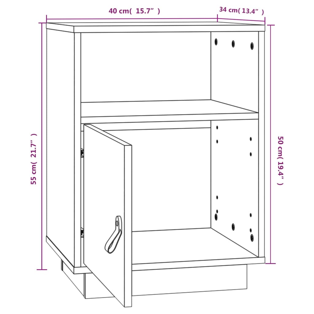 Bedside Cabinets 2 pcs Black 40x34x55 cm Solid Wood Pine