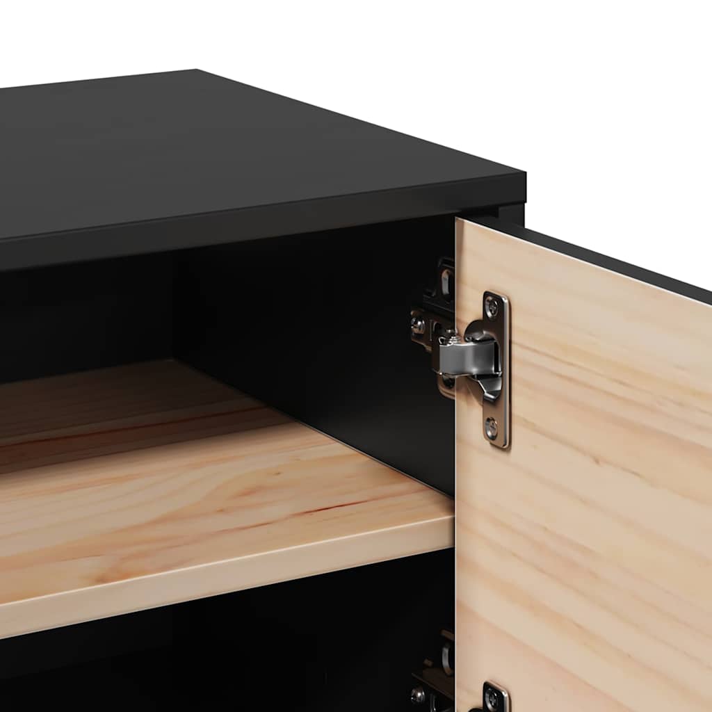 Wall Cabinets 2 pcs Black 31,5x30x30 cm Solid Wood Pine
