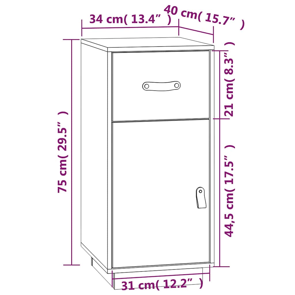 Sideboard Grey 34x40x75 cm Solid Wood Pine