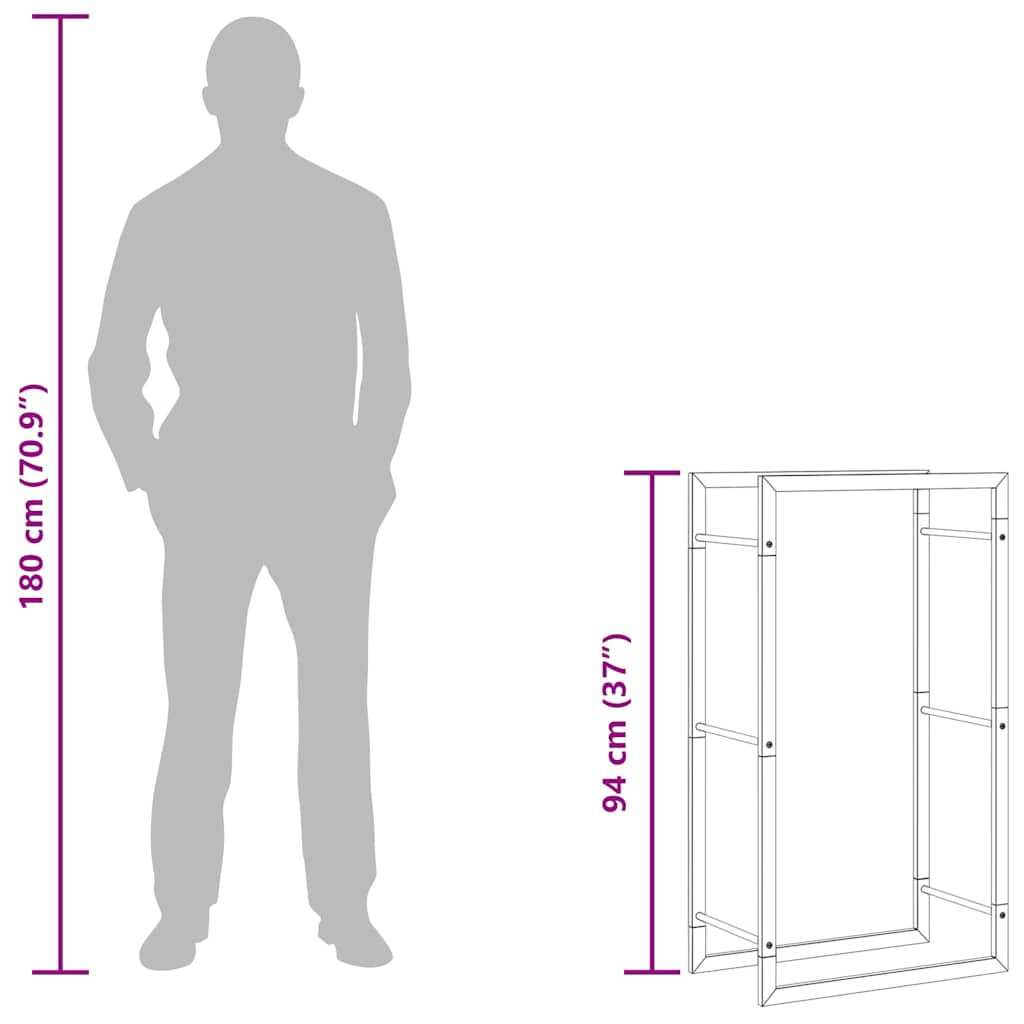 Firewood Rack Matt Black 50x28x94 cm Steel