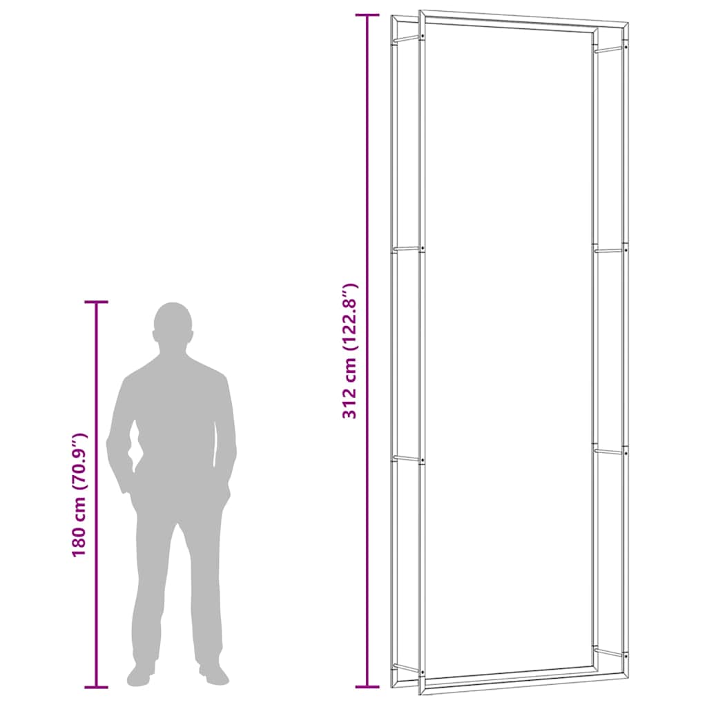 Firewood Rack Matt Black 110x28x312 cm Steel