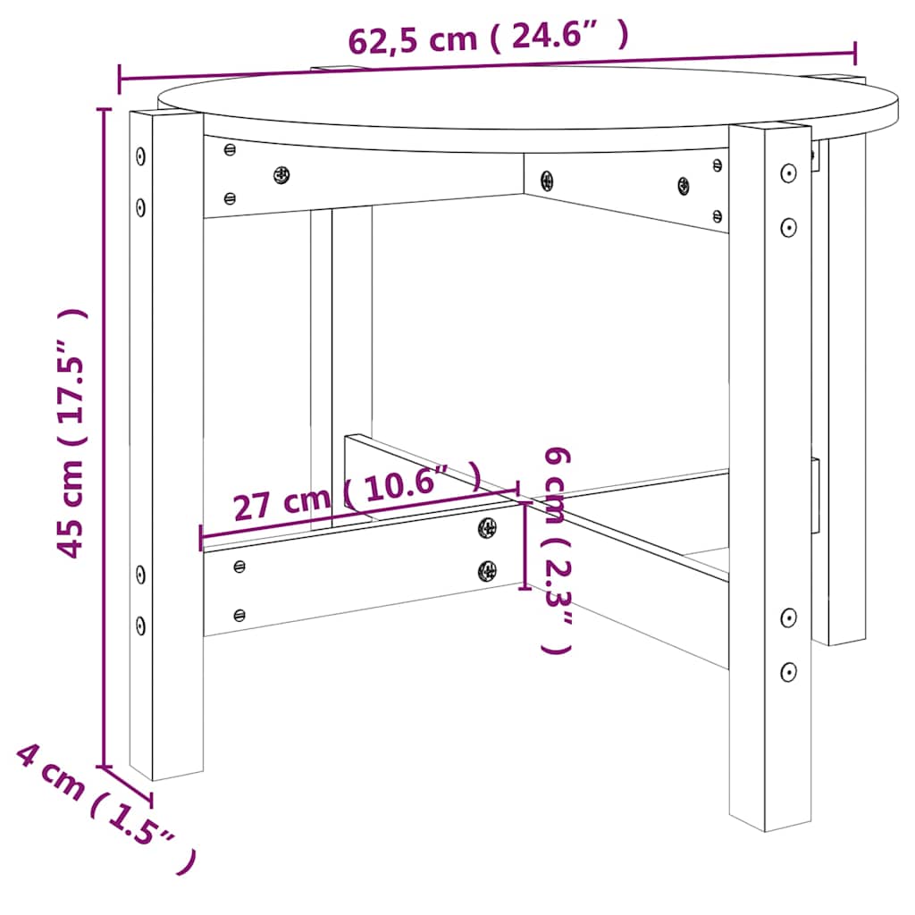 Coffee Table White Ø 62,5x45 cm Solid Wood Pine