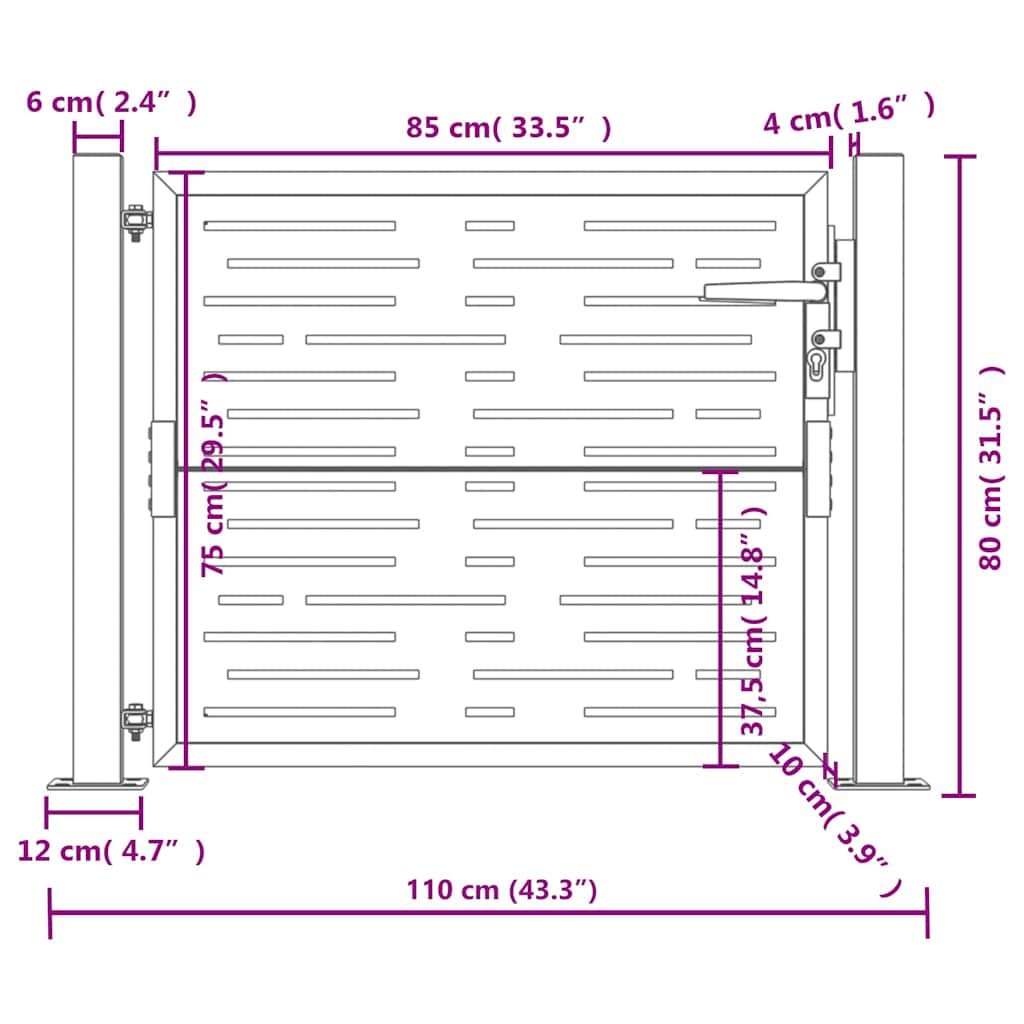 Garden Gate Anthracite 100x75 cm Steel Square Design