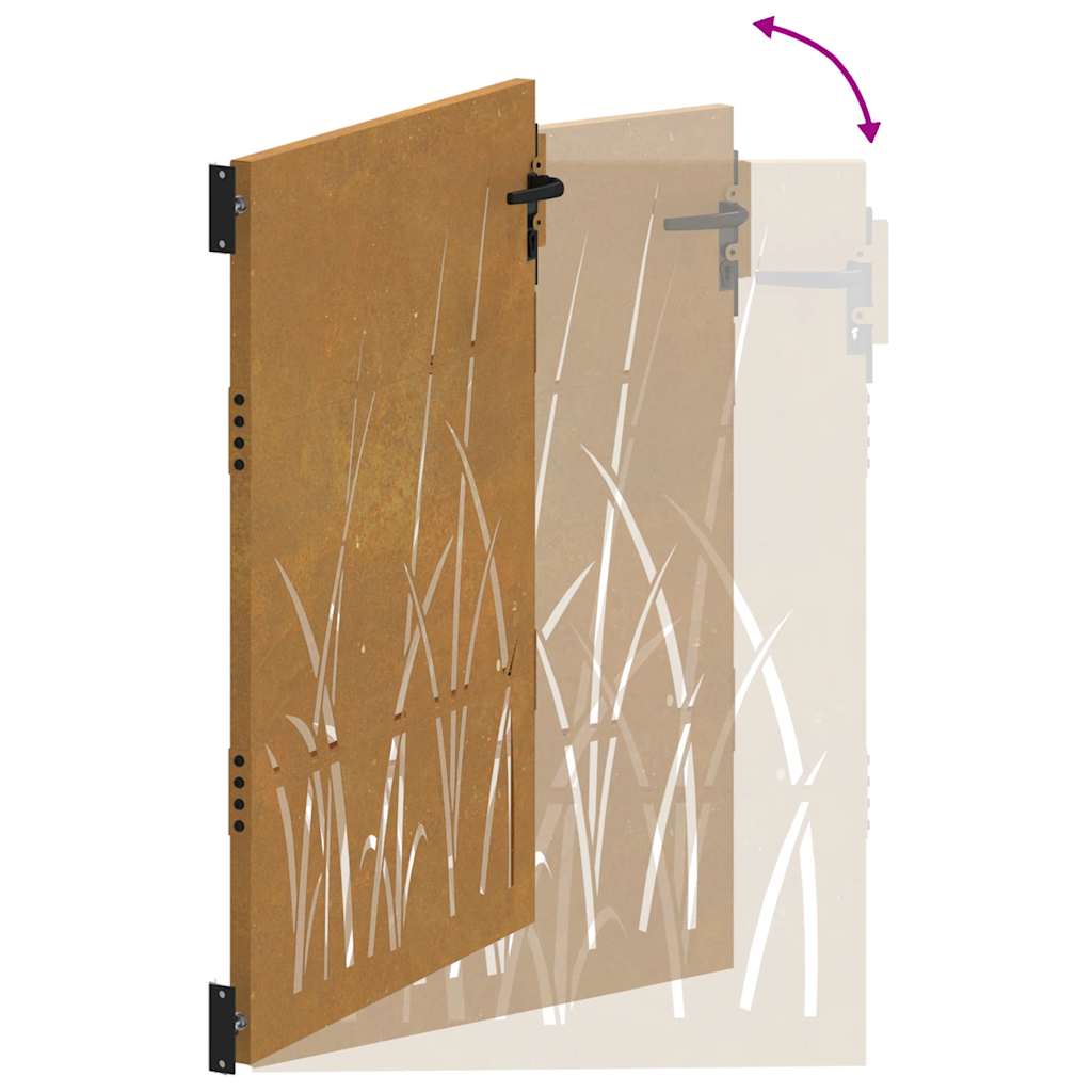 Garden Gate 100x150 cm Corten Steel Grass Design
