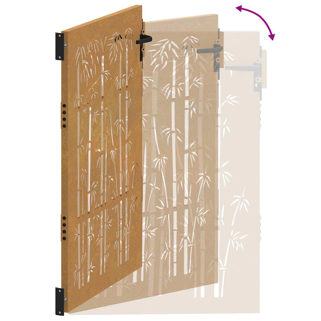 Garden Gate 100x125 cm Corten Steel Bamboo Design