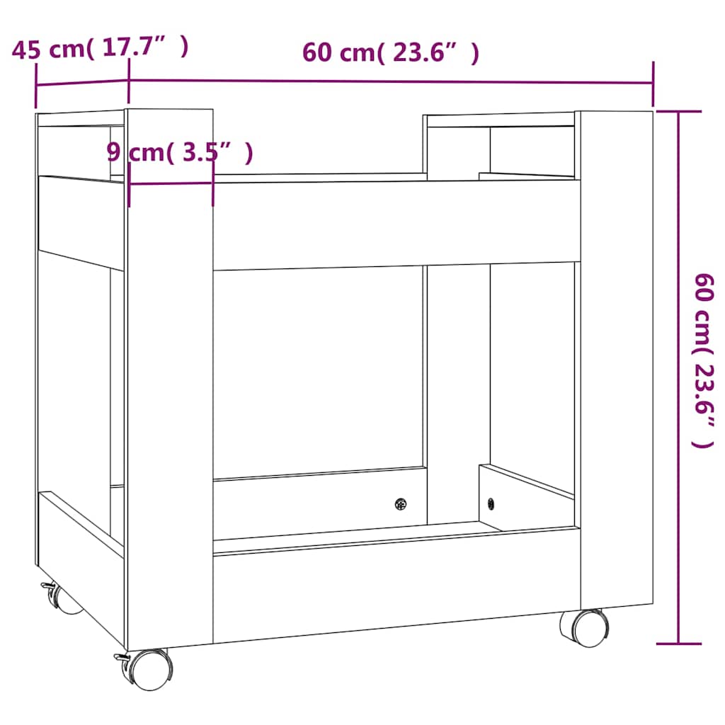 Desk Trolley Grey Sonoma 60x45x60 cm Engineered Wood