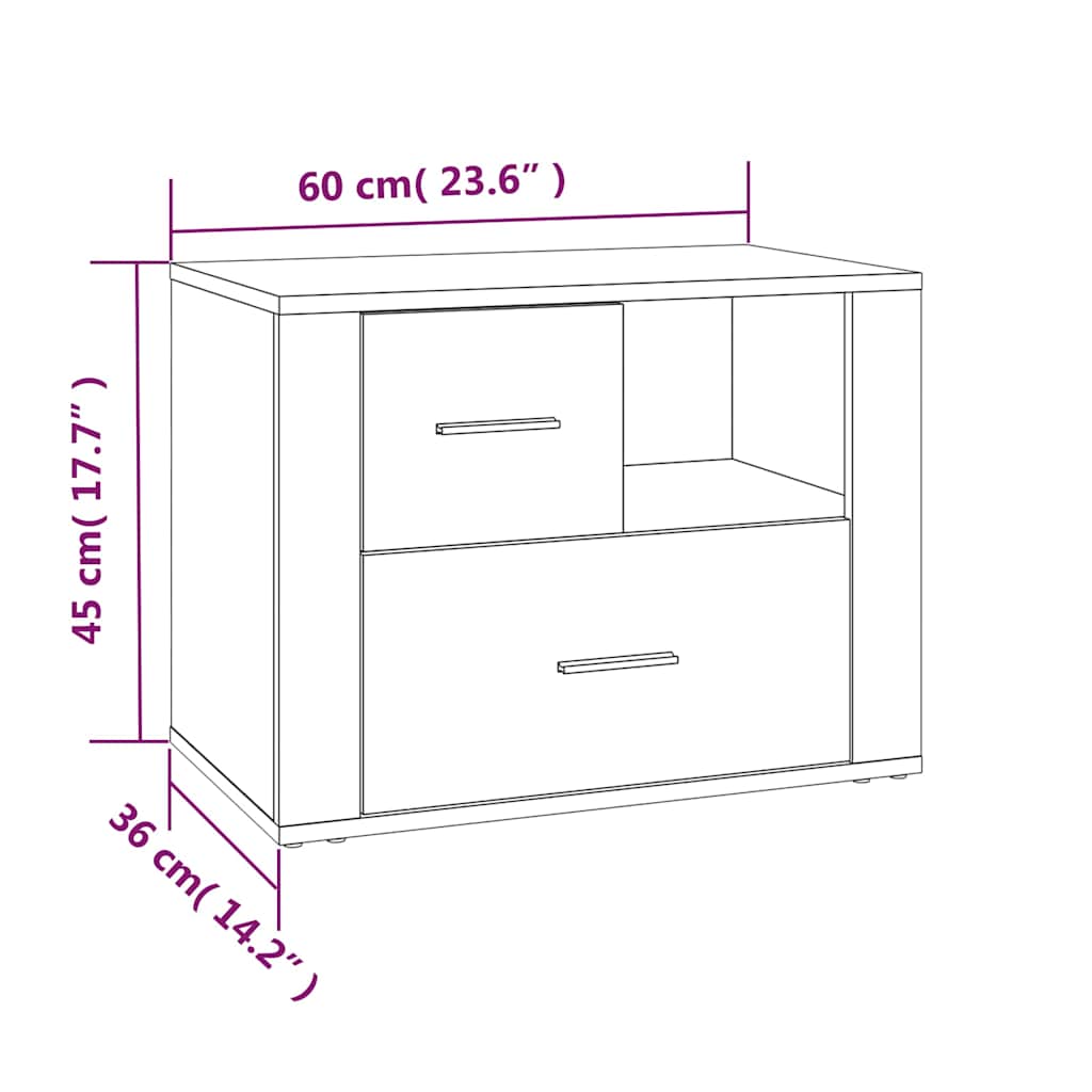 Bedside Cabinet Smoked Oak 60x36x45 cm Engineered Wood
