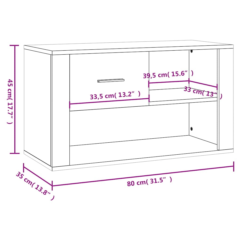 Shoe Cabinet High Gloss White 80x35x45 cm Engineered Wood