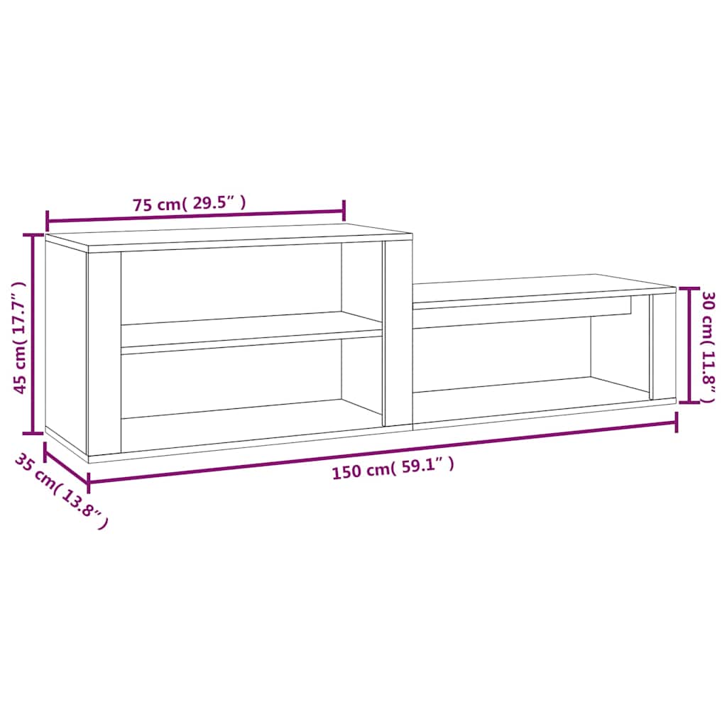 Shoe Cabinet Grey Sonoma 150x35x45 cm Engineered Wood