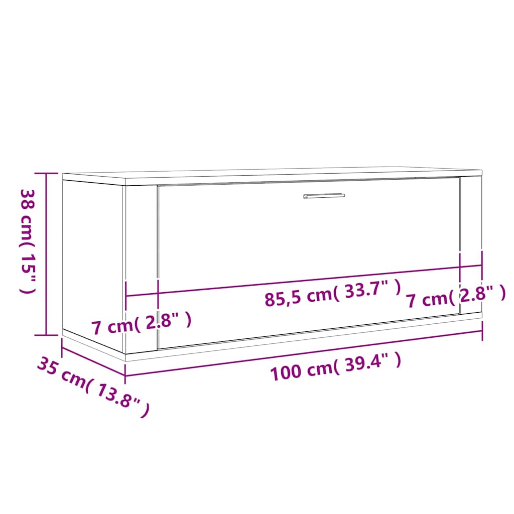 Wall Shoe Cabinet Concrete Grey 100x35x38 cm Engineered Wood