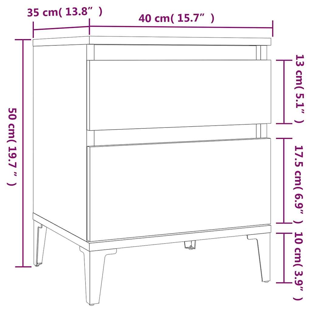 Bedside Cabinets 2 pcs Grey Sonoma 40x35x50 cm