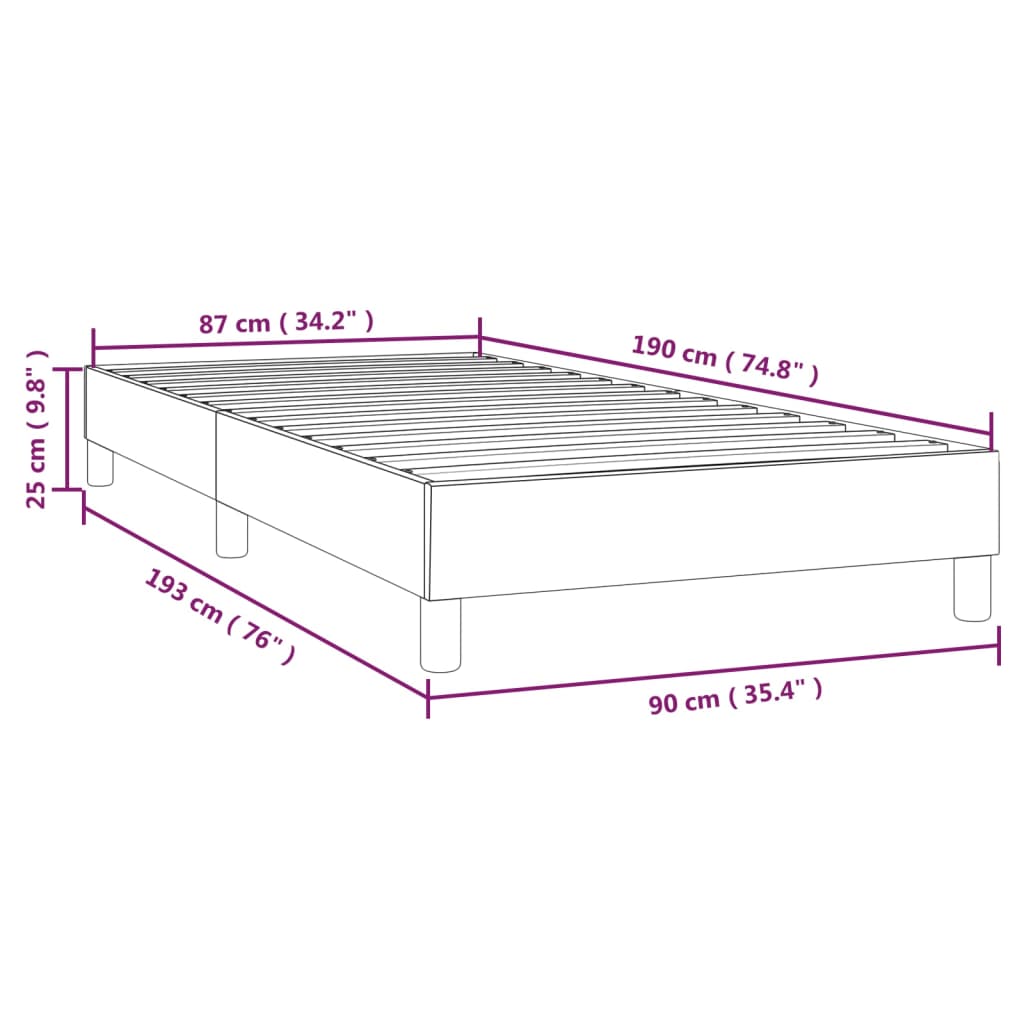 Box Spring Bed Frame Black Single Velvet (UK/IE/FI/NO only)