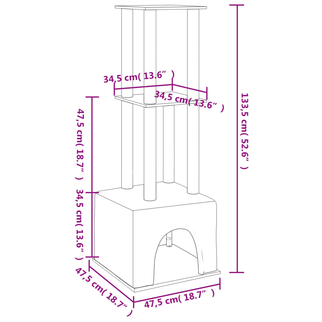 Cat Tree with Sisal Scratching Posts Dark Grey 133,5 cm